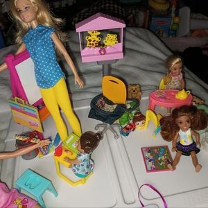 Barbie School HUGE Lot W/ 2 Teachers & 3 Students + School Supplies